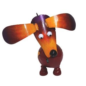 Metal‎ DogBobble Head LED Tea Light Holder Red Orange